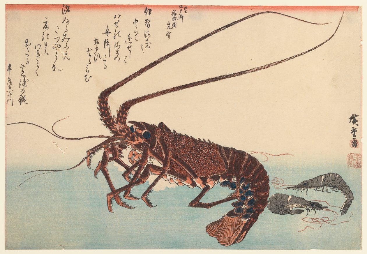 Krebs og to rejer, fra Great Fish-serien (begyndt 1832), 1840 (farvet træbloktryk) af Utagawa Hiroshige