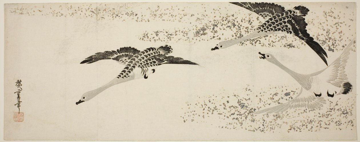 Nedstigende gæs af Utagawa Hiroshige