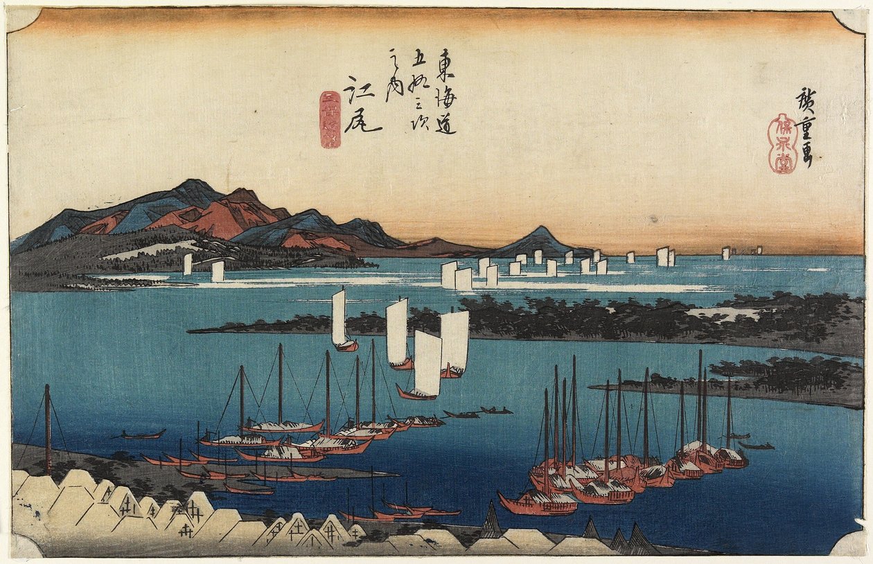 Fjernsyn over Miho, Ejiri, ca. 1833 af Utagawa Hiroshige