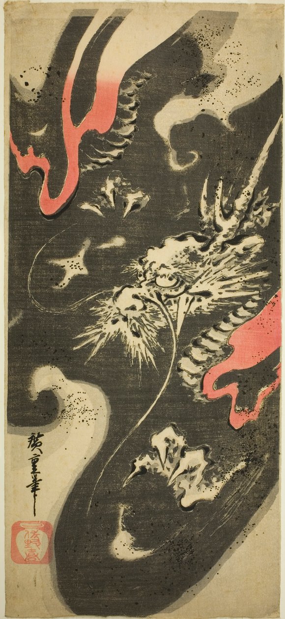Drage i skyer af Utagawa Hiroshige