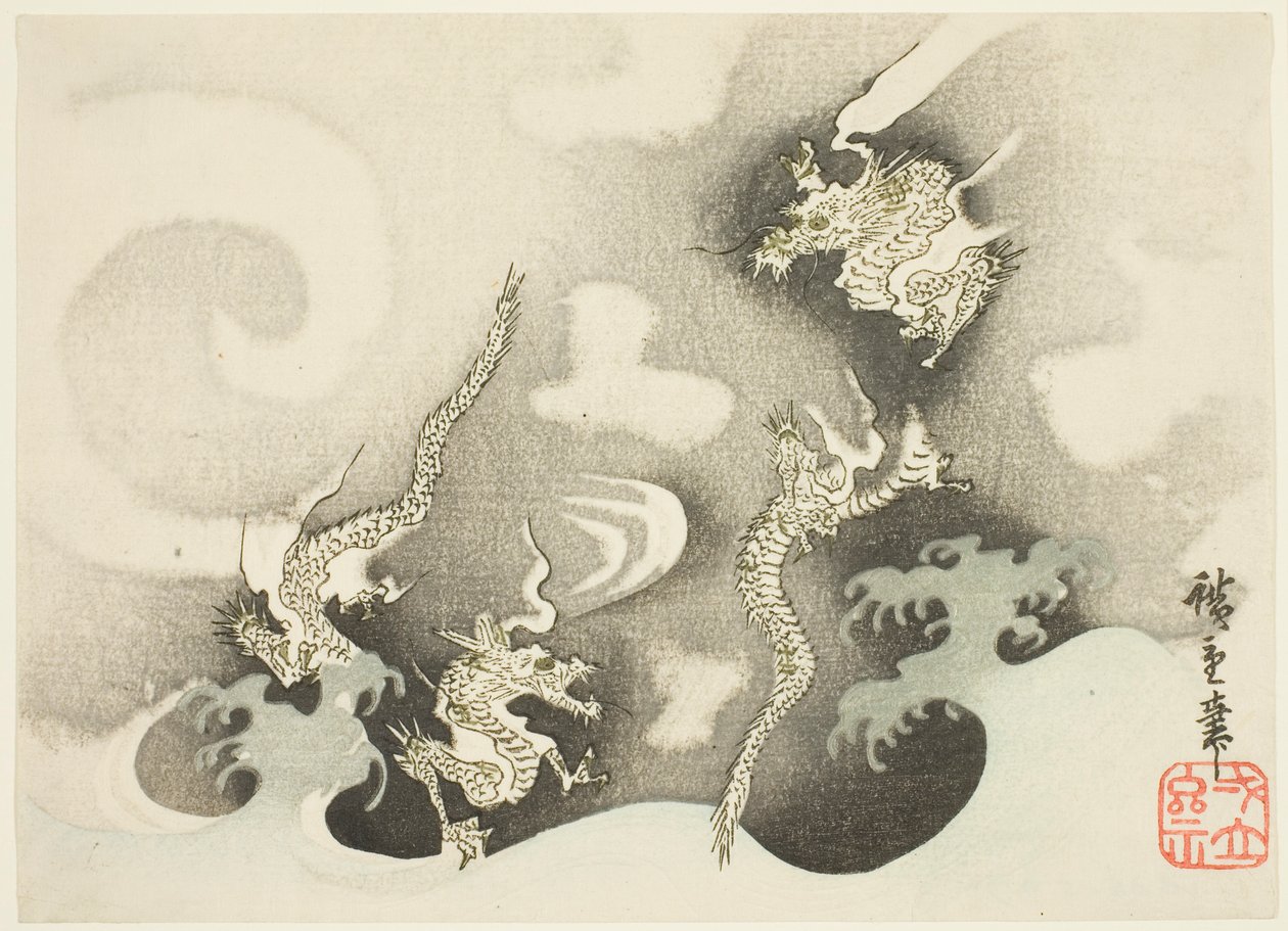 Drager blandt skyer af Utagawa Hiroshige