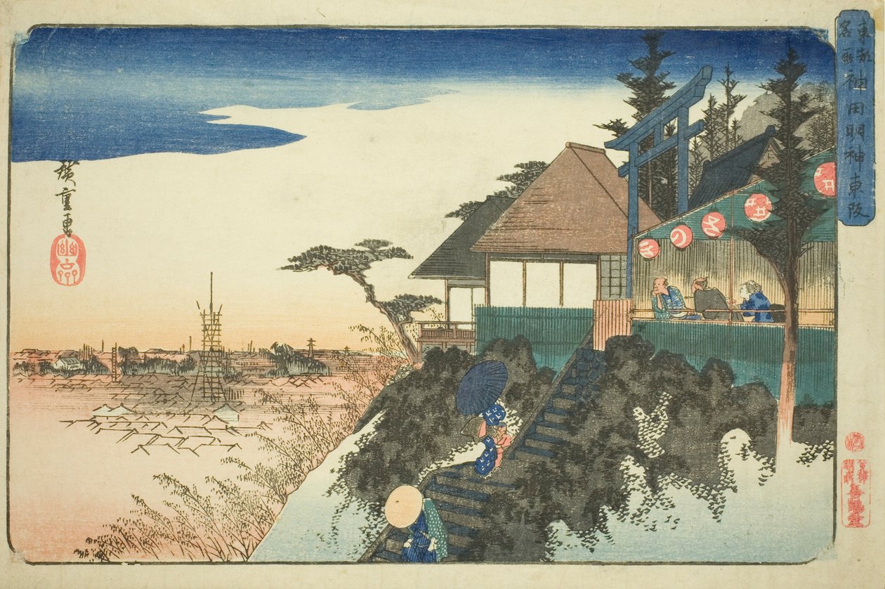 Eastern Ascent to the Kanda Myojin Shrine (Kanda Myojin higashizaka), fra serien "Famous Places in the Eastern Capital (Toto meisho)" af Utagawa Hiroshige