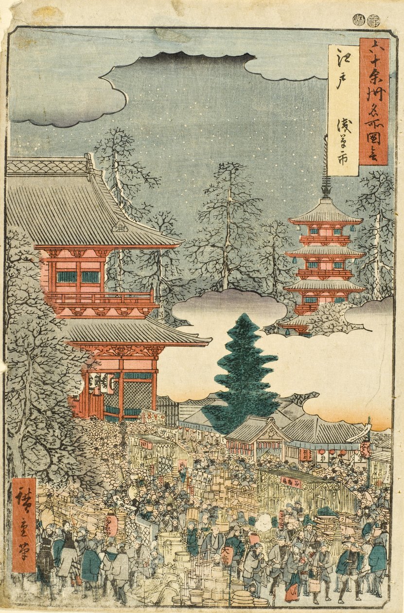 Eller: Asakusa-markedet af Utagawa Hiroshige