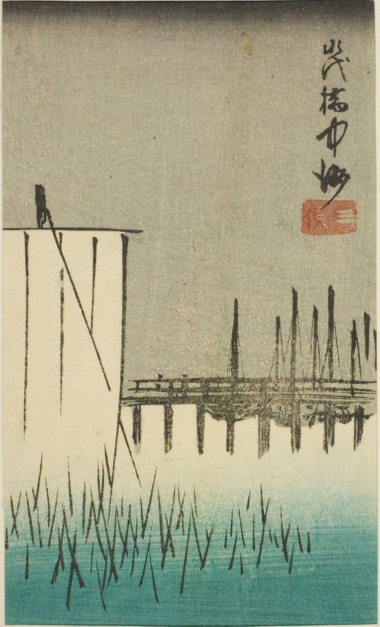 Eitai Bridge, Nakasu og Mitsumata Harimaze Koto Meisho" af Utagawa Hiroshige
