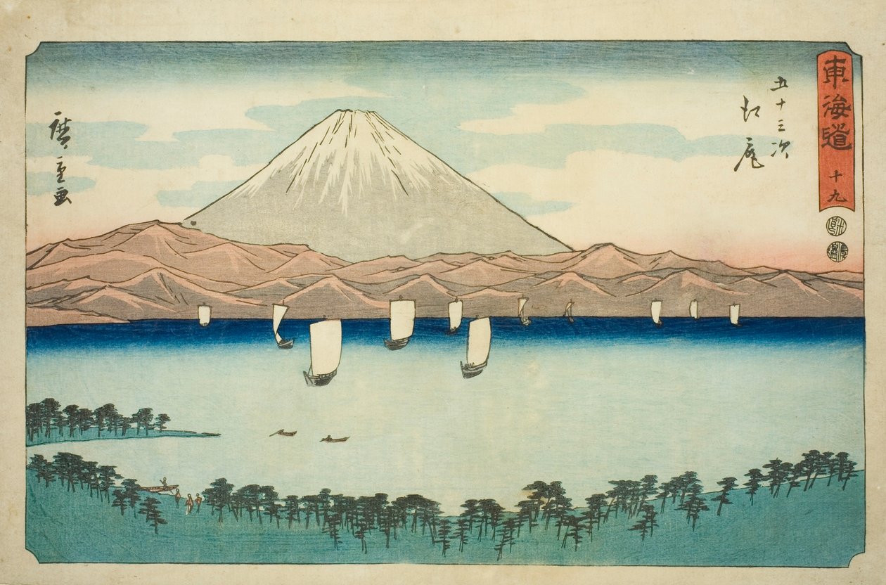 Ejiri - Nej. 19, fra serien "Fifty-three Stations of the Tokaido (Tokaido gojusan tsugi)," også kendt som Reisho Tokaido af Utagawa Hiroshige