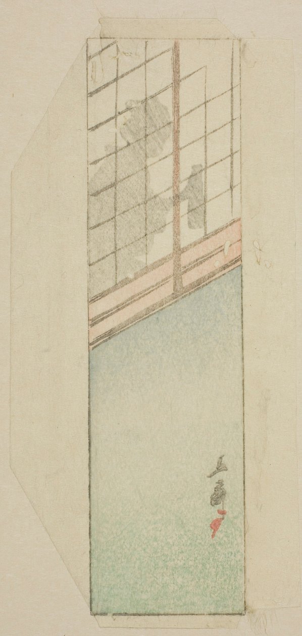 Konvolut af kvinde bag glidende skærme af Utagawa Hiroshige