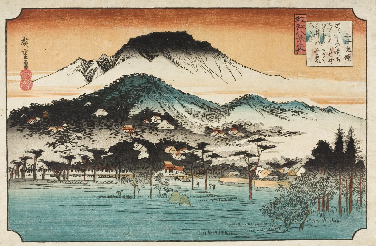Aftenklokken i Miidera af Utagawa Hiroshige