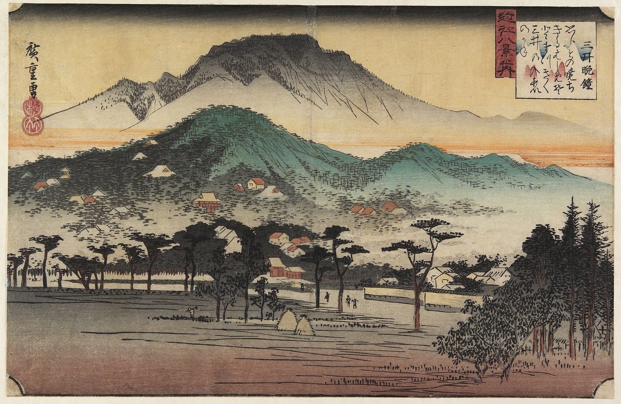 Aftenklokker ved Miidera-templet, ca. 1834 af Utagawa Hiroshige