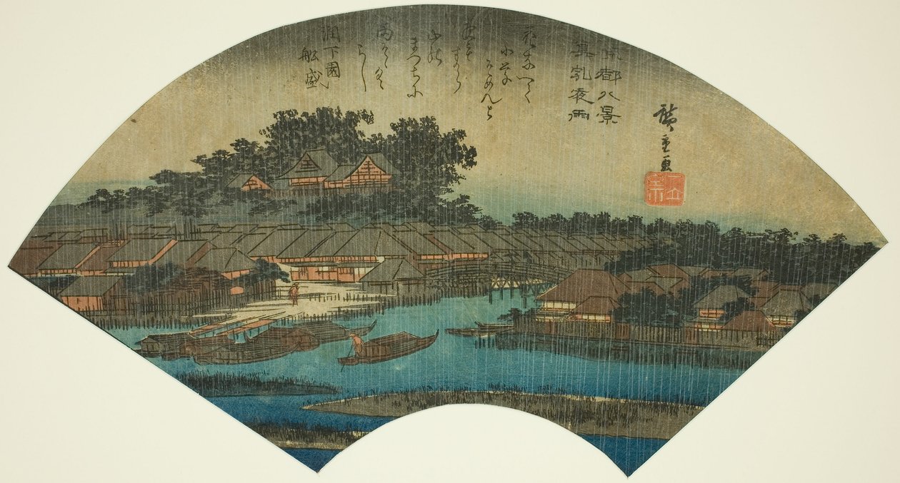 Aftenregn ved Matsuchiyama (Matsuchiyama yau), fra serien "Eight Views of the Eastern Capital (Toto hakkei)" af Utagawa Hiroshige