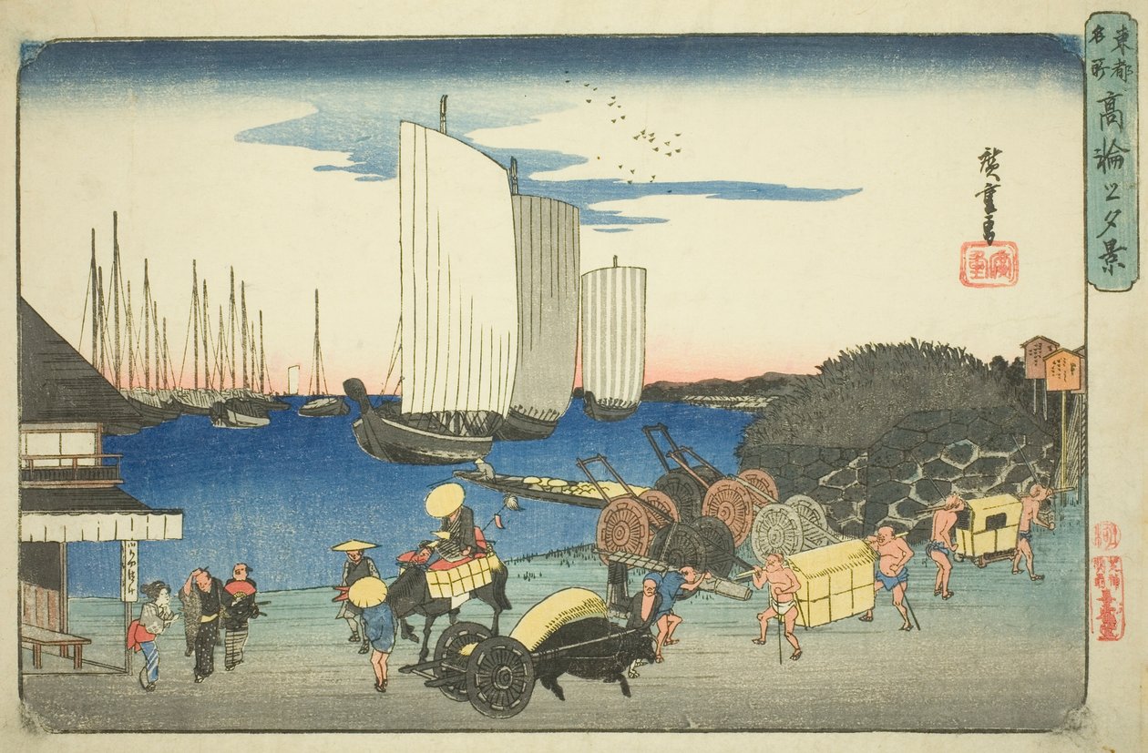 Aftenudsigt over Takanawa (Takanawa no yukei), fra serien "Famous Places in the Eastern Capital (Toto meisho)" af Utagawa Hiroshige