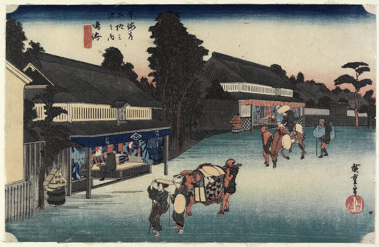 Famous Cloth of Arimatsu, Narumi, c. 1833 af Utagawa Hiroshige