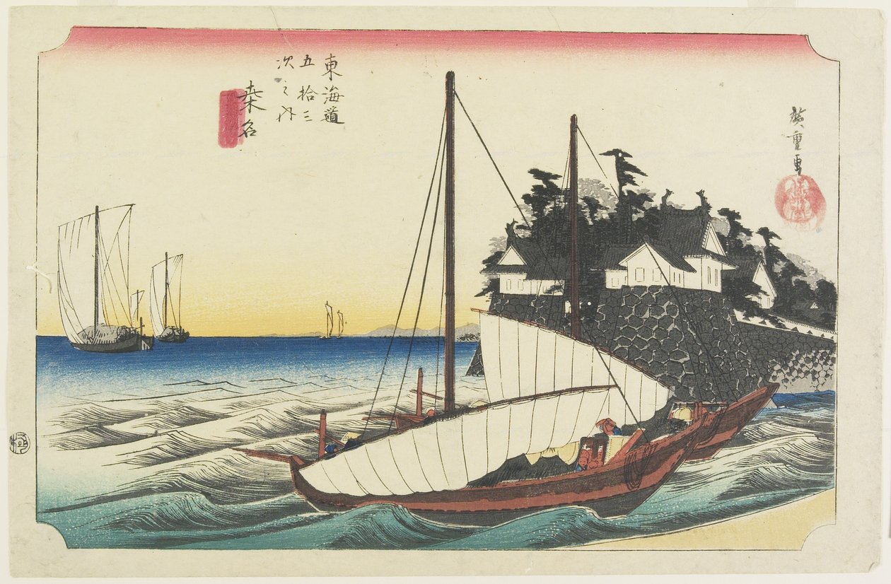 Færgen er en hånd fra Shichiri, Kuwana, ca. 1833 af Utagawa Hiroshige