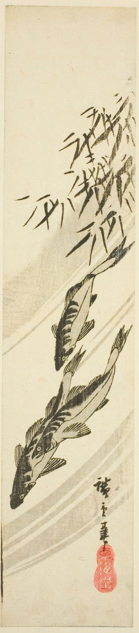 Fisk i et vandløb af Utagawa Hiroshige
