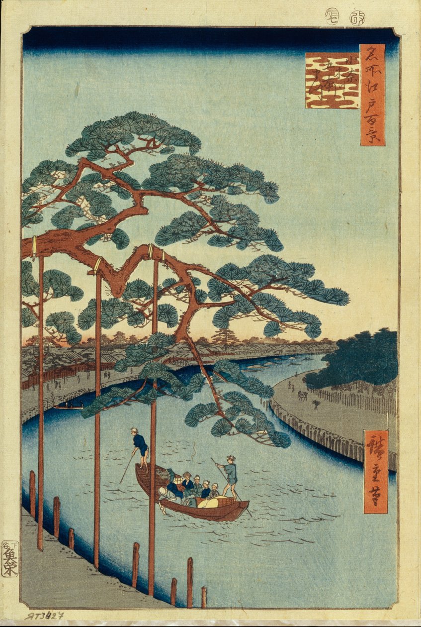 Five Pines og Onagi-kanalen Hundrede berømte udsigter over Edo, 1856-1858 af Utagawa Hiroshige