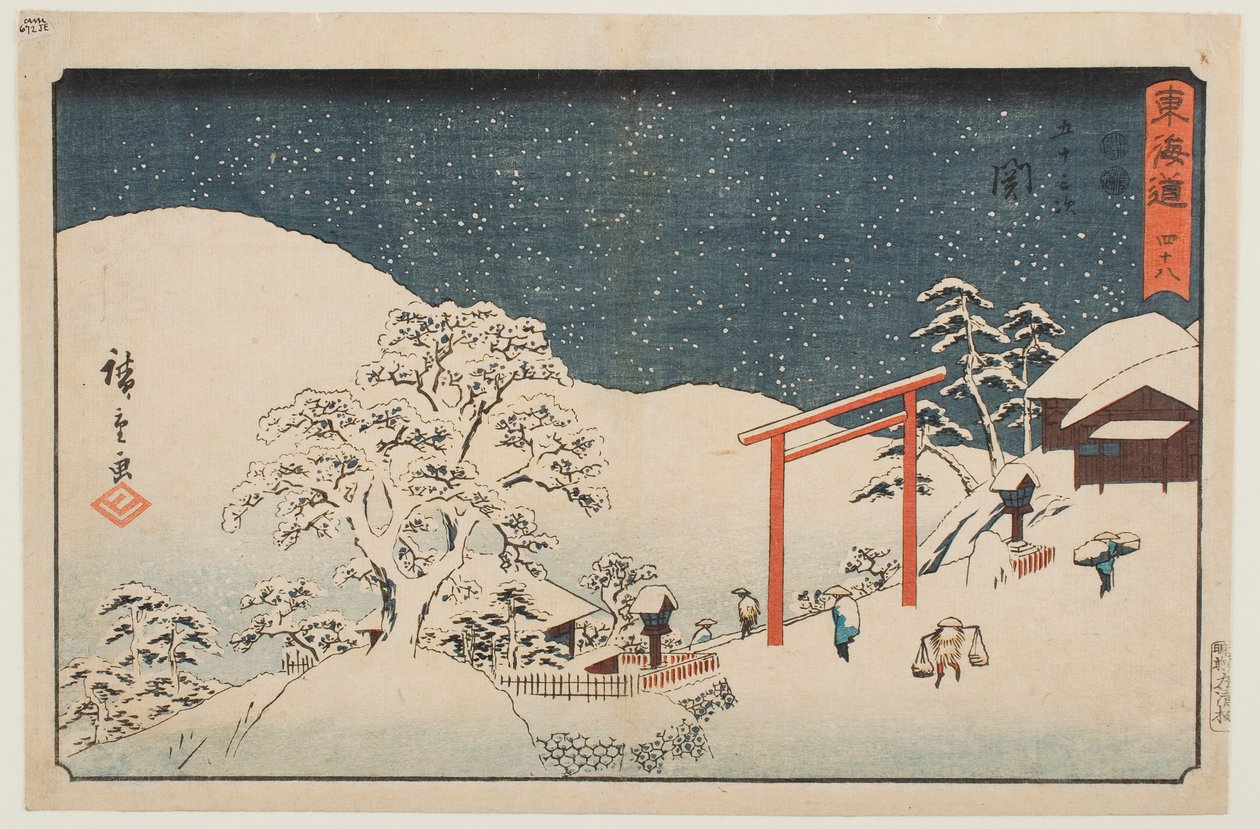 Otteogfyrre: Seki, fra serien «De treoghalvtreds stationer på Tōkaidō» af Utagawa Hiroshige