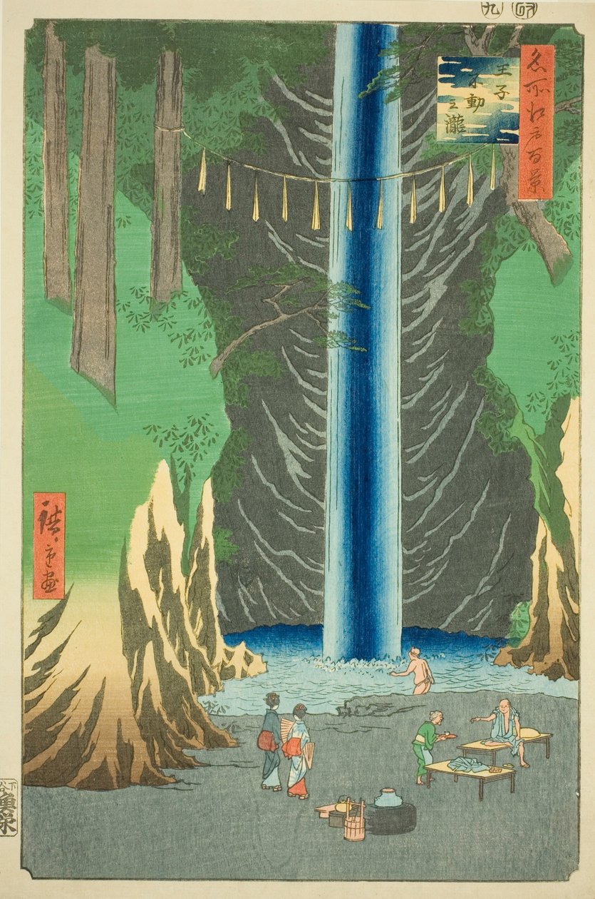 Fudo Falls at Oji (onkel Fudo no Taki), fra Te-serien ``Ridges of ridges of nets View ws of Edo (One Hundred Famous Views of Edo)