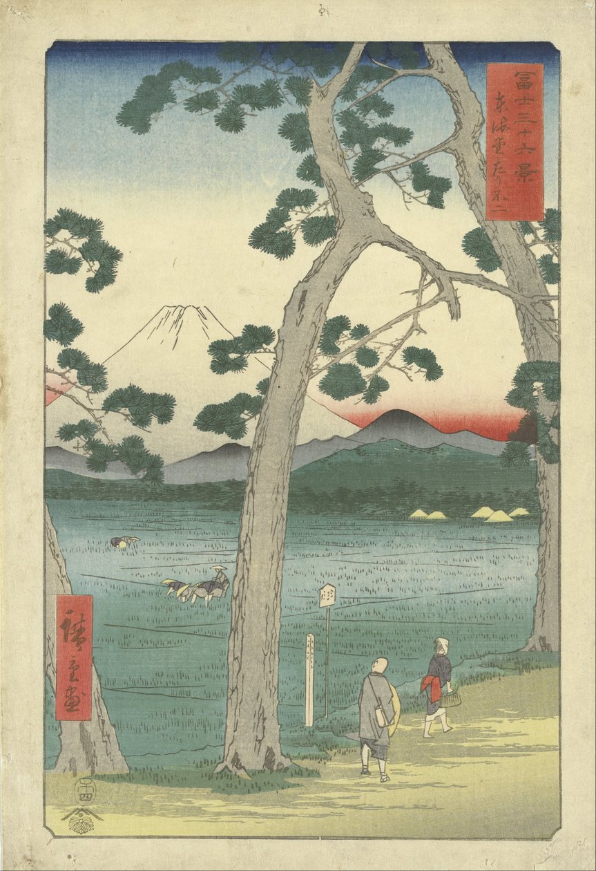 Fuji til venstre fra Tokaido af Utagawa Hiroshige