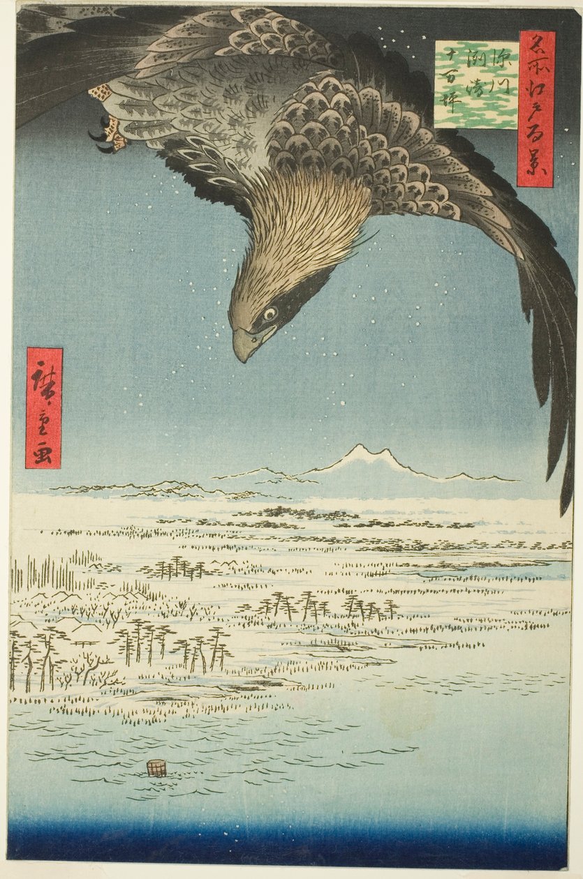 Fukagawa Susaki og Jumantsubo (Fukagawa Susaki Jumantsubo), fra serien kei)” af Utagawa Hiroshige