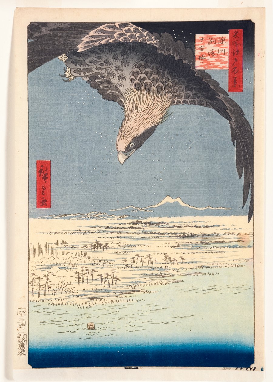 Fukagawa Susaki og Jumantsubo, 1857 (træblok) af Utagawa Hiroshige