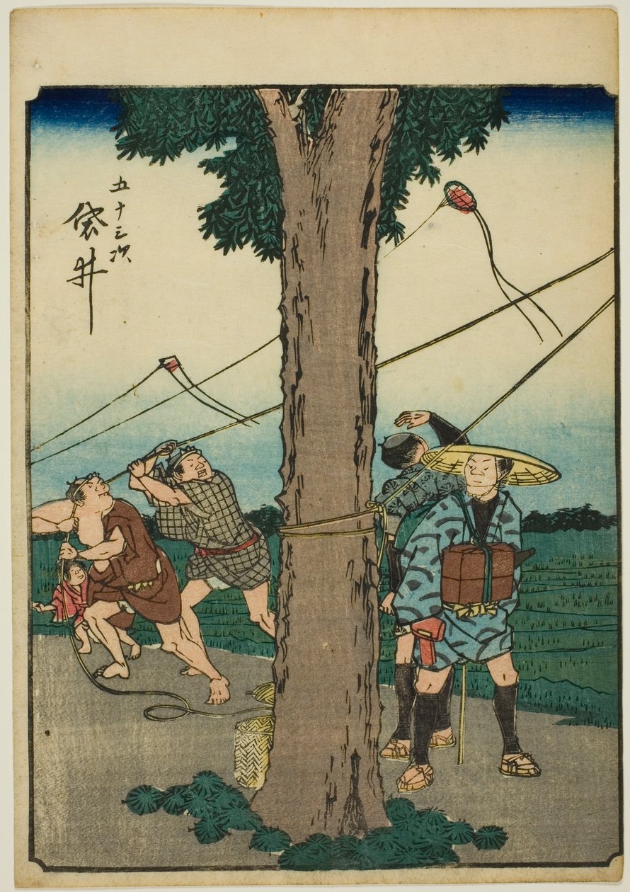 Fukuroi, fra seriens "fifty-tre S tachi-lyd s "of te urbanity" (Goshuyama næste) ) af Utagawa Hiroshige
