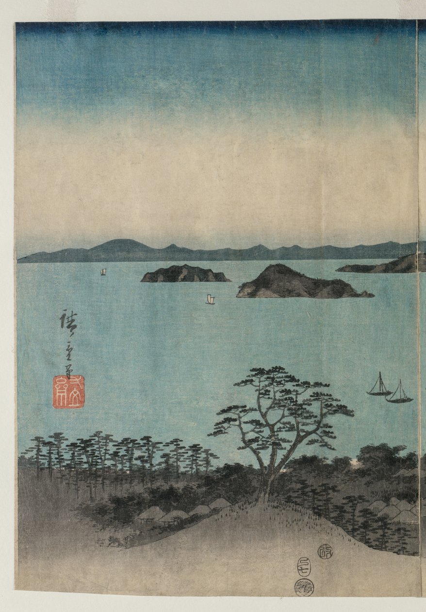 Fuldmåne over Kanazawa, Musashi af Utagawa Hiroshige