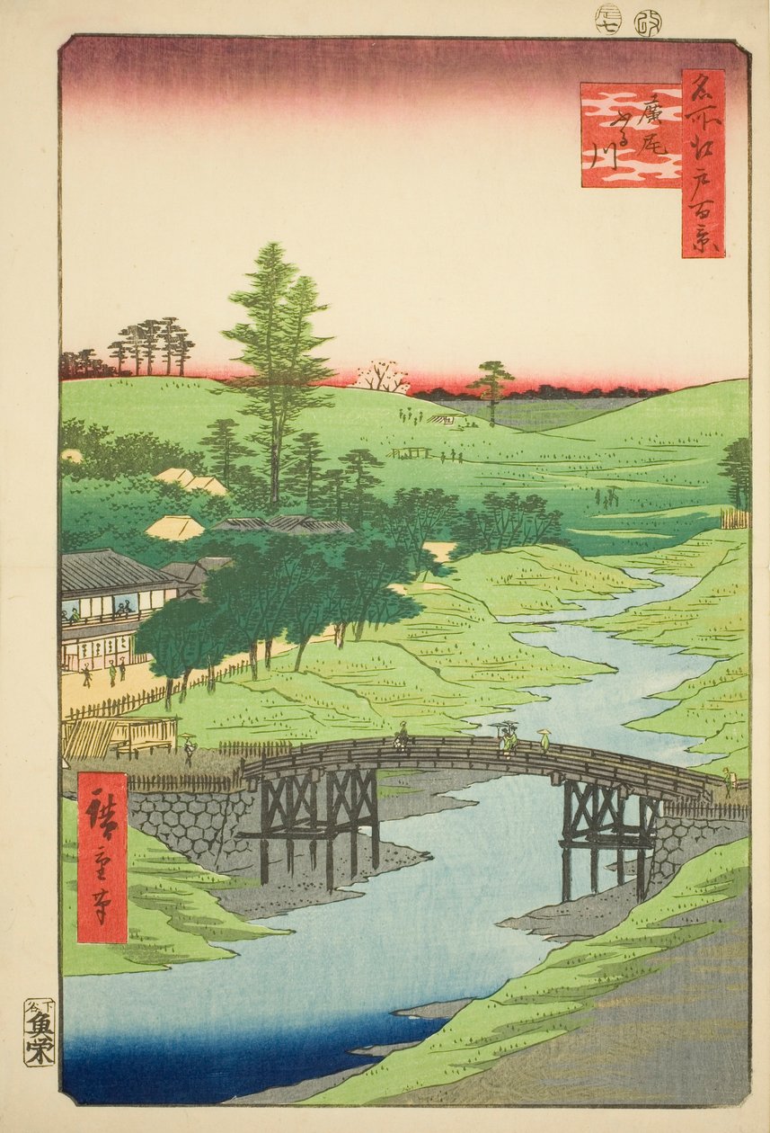Furukawa River, Hiroo (Hiroo Furukawa), nr. 22 fra serien "One Hundred Famous Views of Edo (Meisho Edo hyakkei)" af Utagawa Hiroshige