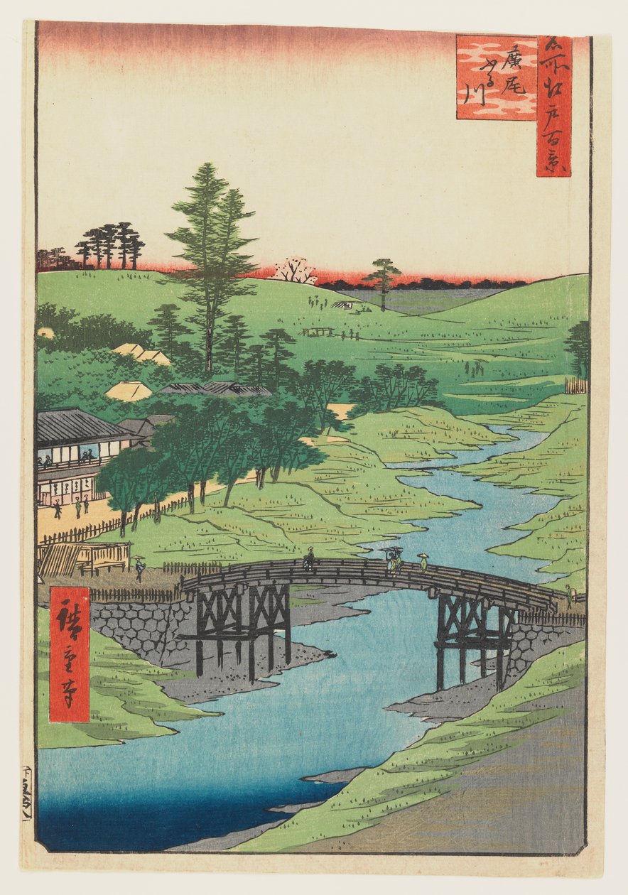 Furukawa River, Hiroo, 1856 (træblok i farver) af Utagawa Hiroshige