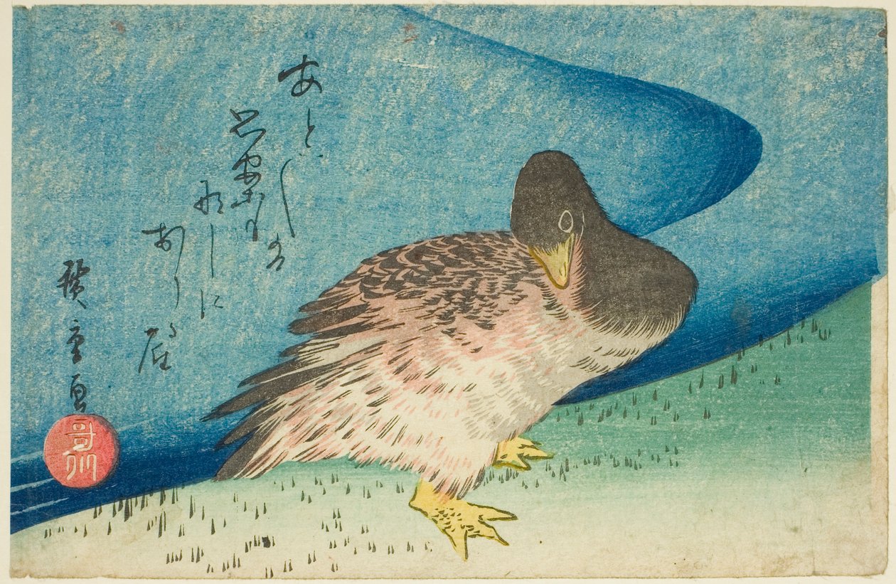 Gås på flodbredden af Utagawa Hiroshige