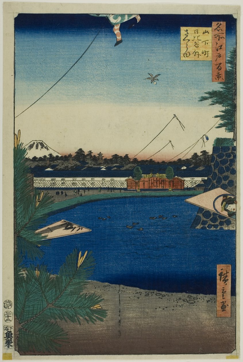 Hibiya og Soto-Sakurada fra Yamashita-cho (Yamashita-cho Hibiya Soto-Sakurada), fra serien "One Hundred Famous Views of Edo (Meisho Edo hyakkei)" af Utagawa Hiroshige