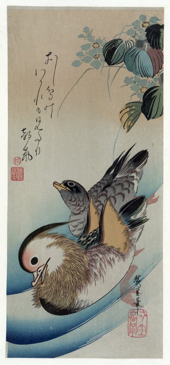 Hiroshige (1838) To mandarinænder af Utagawa Hiroshige