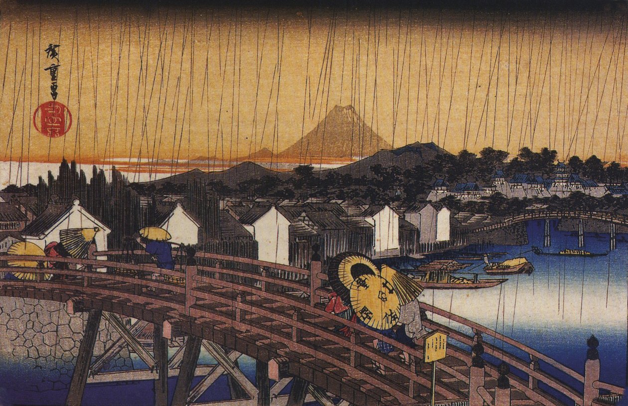 Hiroshige, En bro i regnen af Utagawa Hiroshige