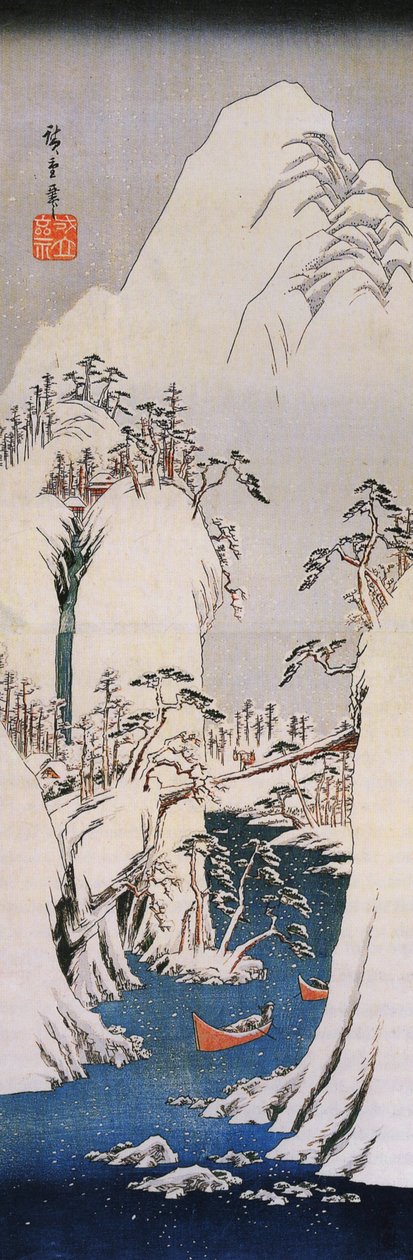 Hiroshige, En snedækket kløft af Utagawa Hiroshige