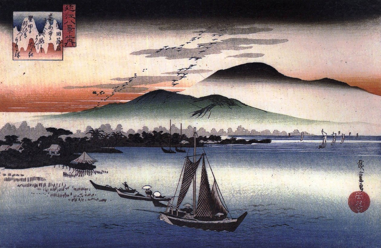 Hiroshige Fiskerbåde på en sø af Utagawa Hiroshige