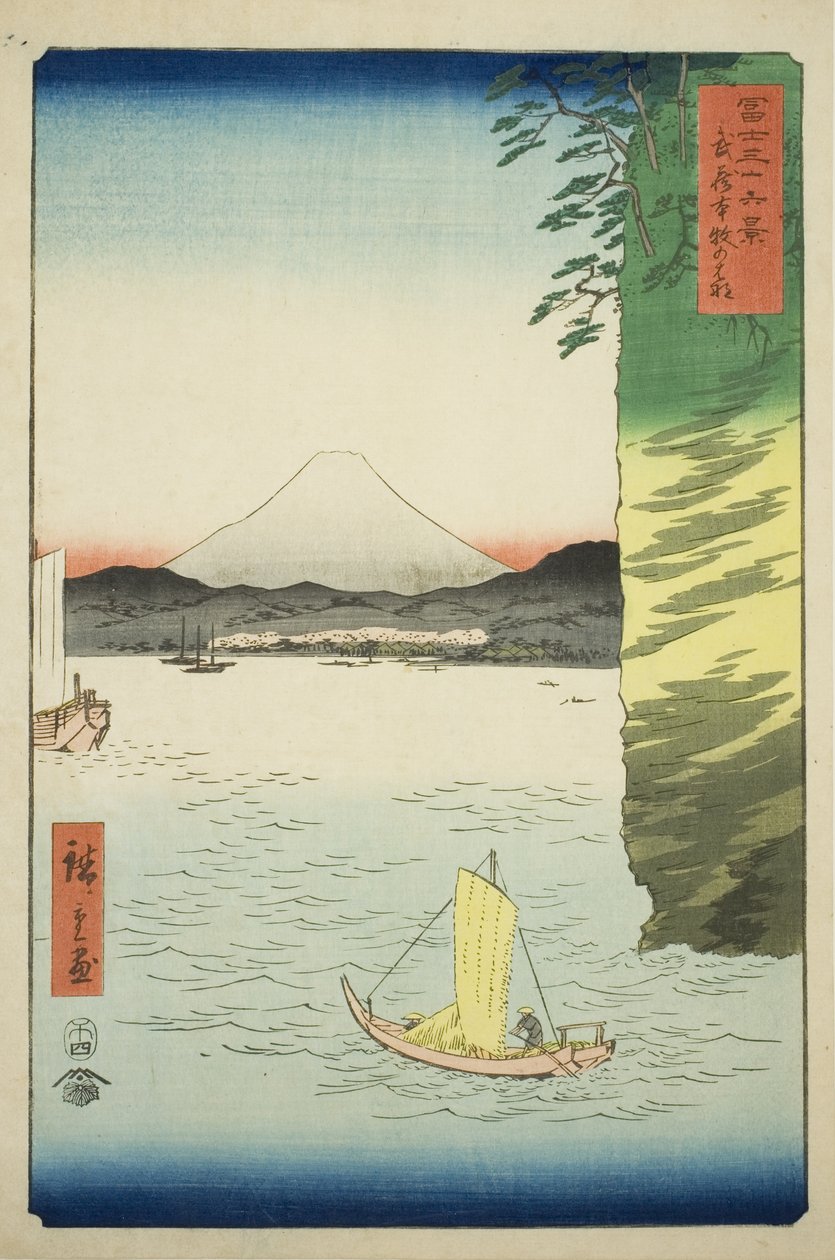 Honboku-medlem Musashi P Lovinse (Musashi Honmoku-blomst), fra Teseries ``Tyrty x Views Of Mount Fuji (Fuji Usaju Rokukei)
