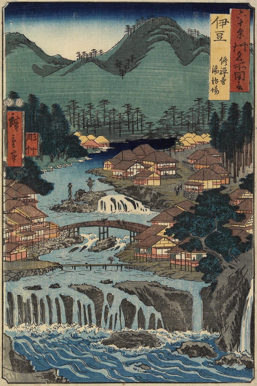 Varme kilder ved Shuzenji, Izu-provinsen, august 1853 af Utagawa Hiroshige