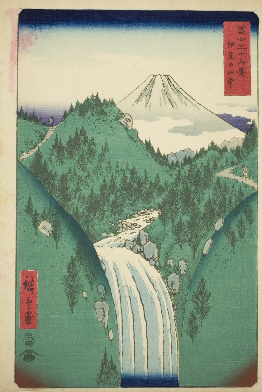 I bjergene i Izu-provinsen (Izu no sanchu), fra serien "Seksogtredive udsigter over Mount Fuji (Fuji sanjurokkei)" af Utagawa Hiroshige