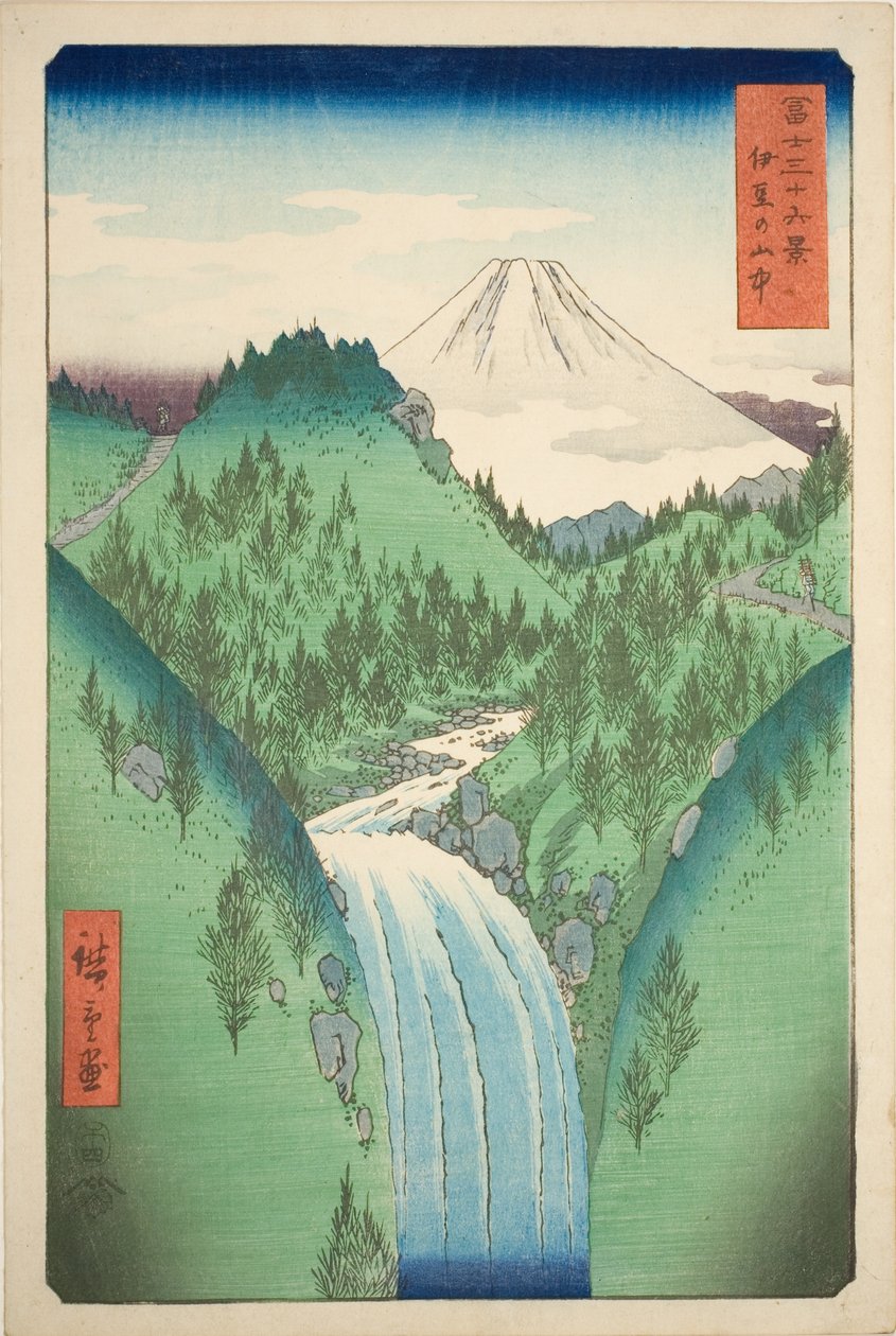 I bjergene i Izu-provinsen (Izu no sanchu), fra serien "Seksogtredive udsigter over Mount Fuji (Fuji sanjurokkei)" af Utagawa Hiroshige