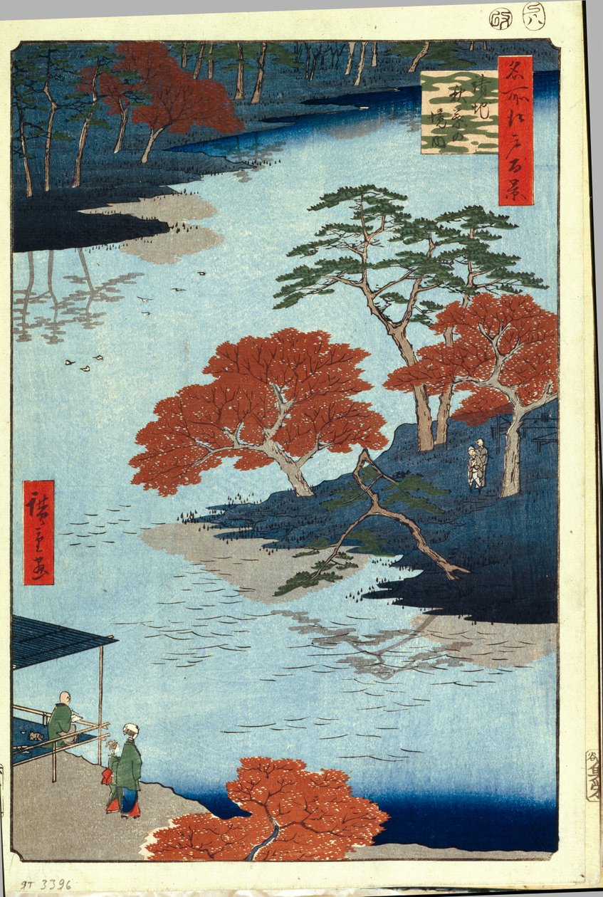 Inde i Akiba-helligdommen ved Ukeji. Et hundrede berømte udsigter over Edo, ca. 1858 af Utagawa Hiroshige