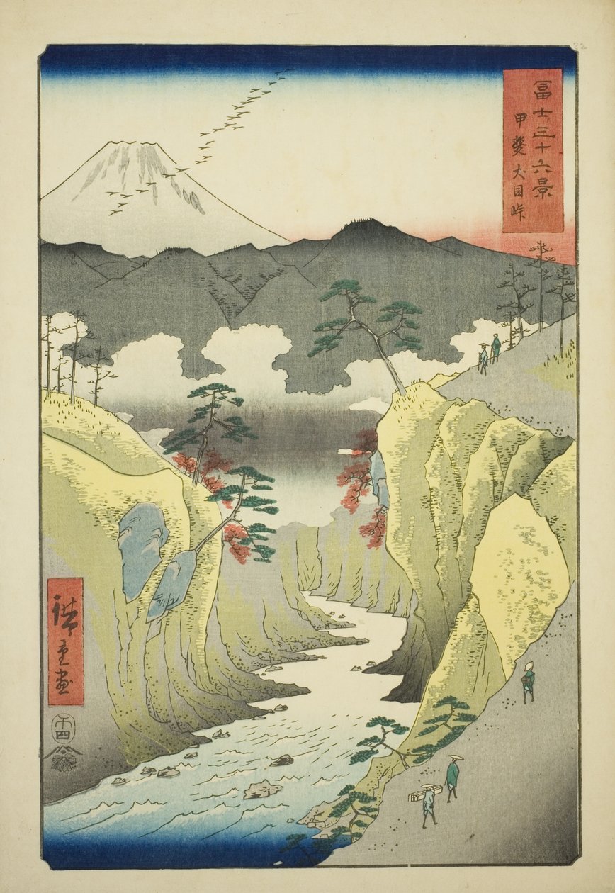 Inume Pass i Kai-provinsen (Kai Inume toge), fra serien "Seksogtredive udsigter over Mount Fuji (Fuji sanjurokkei)" af Utagawa Hiroshige