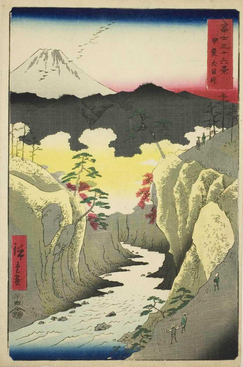 Inume Pass i Kai-provinsen (Kai Inume toge), fra serien "Seksogtredive udsigter over Mount Fuji (Fuji sanjurokkei)" af Utagawa Hiroshige