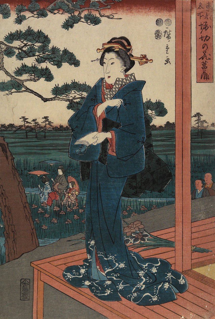 Enter s er Eden i Horikiri, Ap Ri l 1852 af Utagawa Hiroshige
