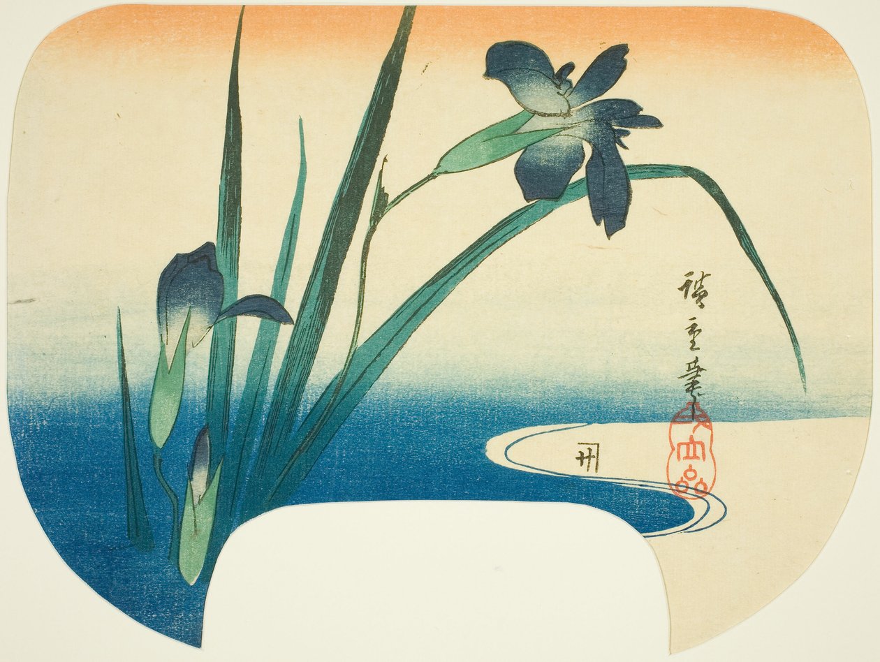 Iris og vandløb af Utagawa Hiroshige
