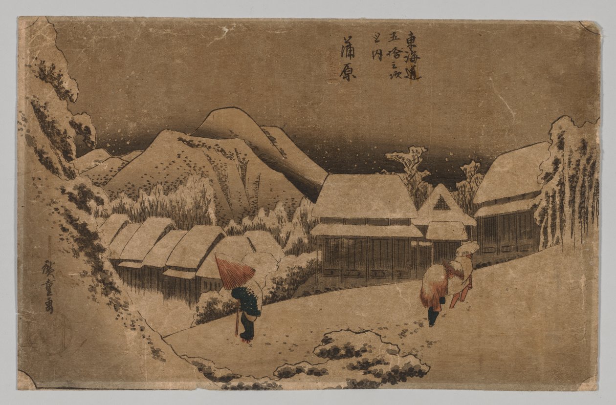 Kambara: Aften sne af Utagawa Hiroshige