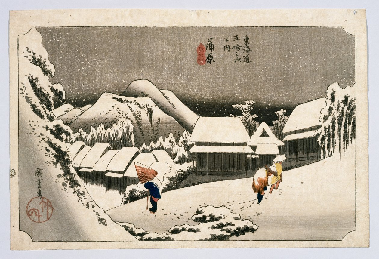 Kambara, fra 53 stationer på Tokaido Highway, ca. 1834 eller senere (træbloktryk) af Utagawa Hiroshige