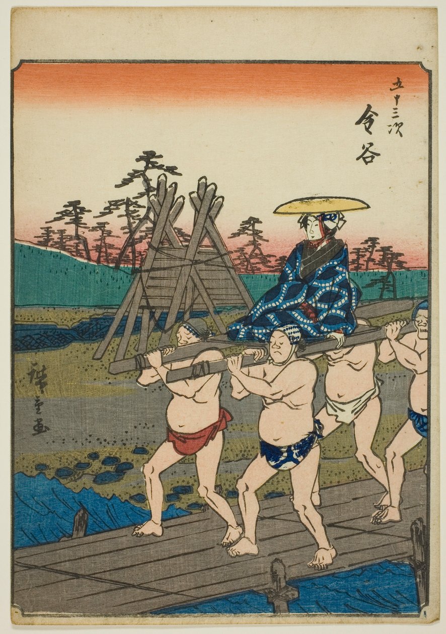 Kanaya, fra seriens "fifty-tre S tachi-lyd s "of te urbanity" (Goshuyama næste) Hver gang) af Utagawa Hiroshige