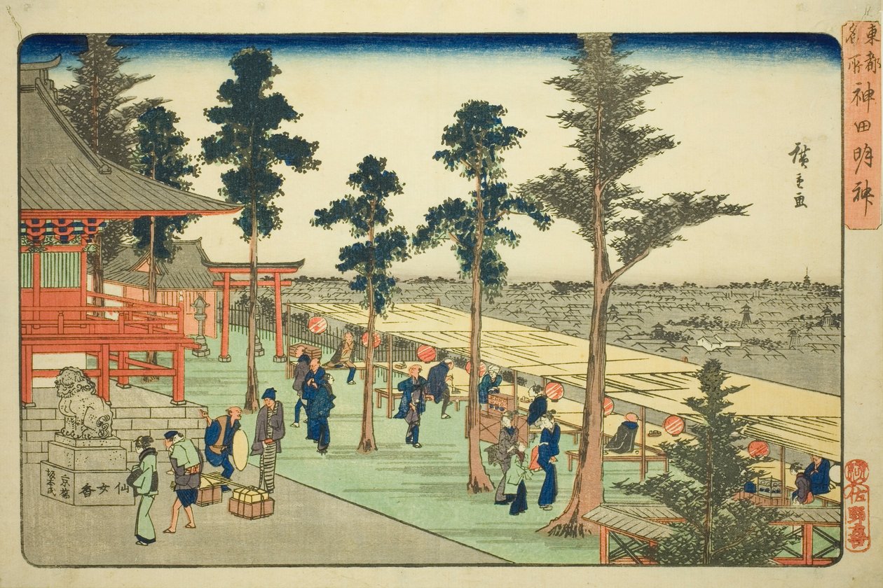 Kanda Myojin Shrine (Kanda Myojin), fra serien "Famous Places in the Eastern Capital (Toto meisho)" af Utagawa Hiroshige
