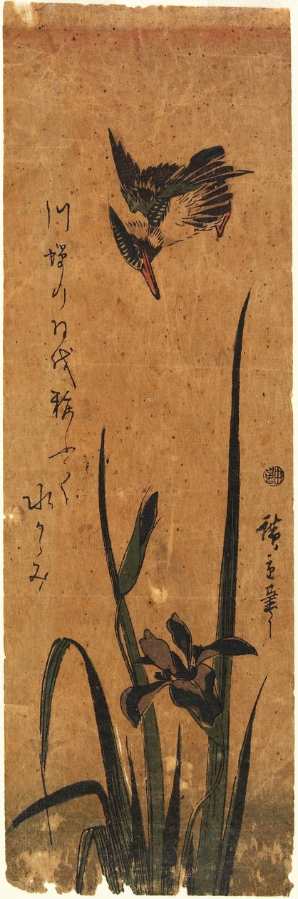 Eisvogel und Iris af Utagawa Hiroshige