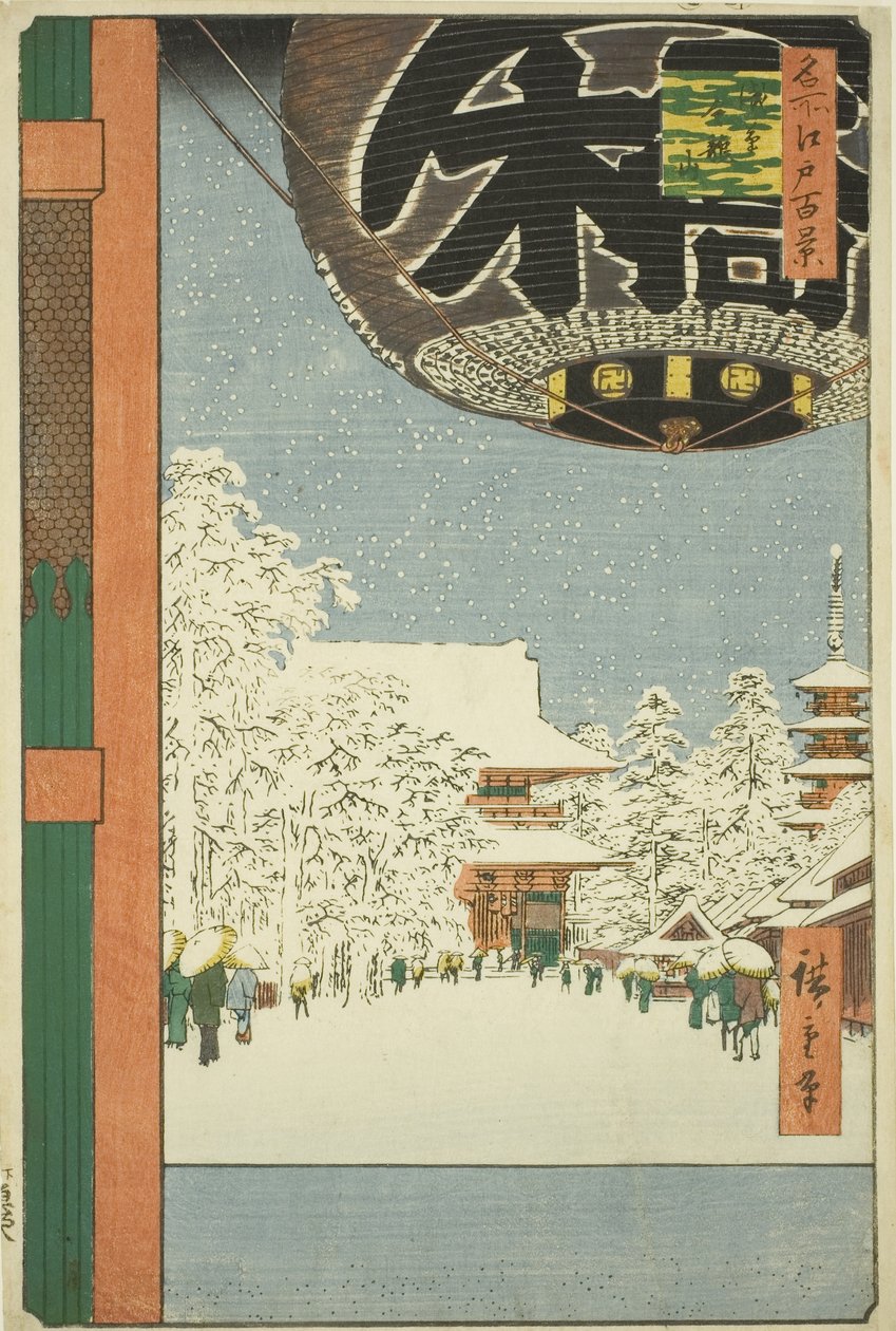Kinryu resterende hånd MP ved Asakusa (Asakusa Kinryu tilbage), fra serien "Ridge for d re d fa net s Views of Edo (Et hundrede berømte seværdigheder i Edo)" af Utagawa Hiroshige