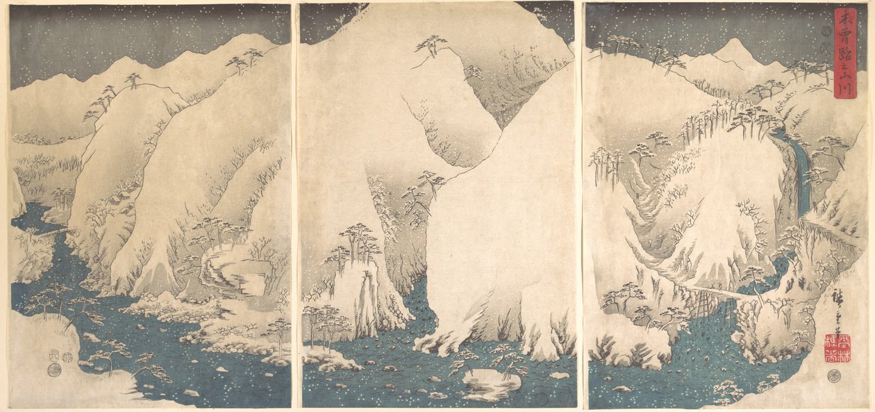Kiso-kløften i sneen af Utagawa Hiroshige