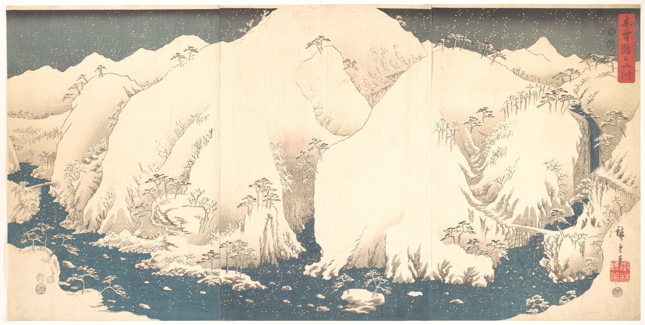 Kisō-bjergene i sne af Utagawa Hiroshige